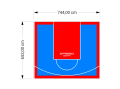 49M2/652X744CM BŁĘKITNO-CZERWONE BOISKO DO KOSZYKÓWKI SPEEDSPORT HEXA POWER PRO