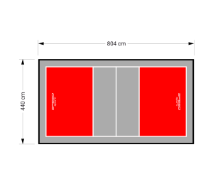 35M2/804X440CM CZERWONO-SZARE BOISKO DO SIATKÓWKI SPEEDSPORT HEXA POWER PRO