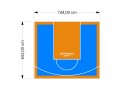 49M2/652X744CM BŁĘKITNO-POMARAŃCZOWE BOISKO DO KOSZYKÓWKI SPEEDSPORT HEXA POWER PRO