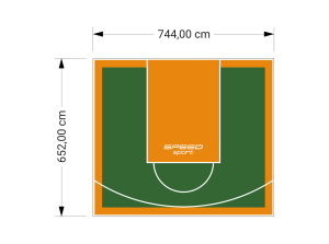49M2/652X744CM ZIELONO-POMARAŃCZOWE BOISKO DO KOSZYKÓWKI SPEEDSPORT HEXA POWER PRO