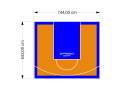 49M2/652X744CM POMARAŃCZOWO-NIEBIESKIE BOISKO DO KOSZYKÓWKI SPEEDSPORT HEXA POWER PRO