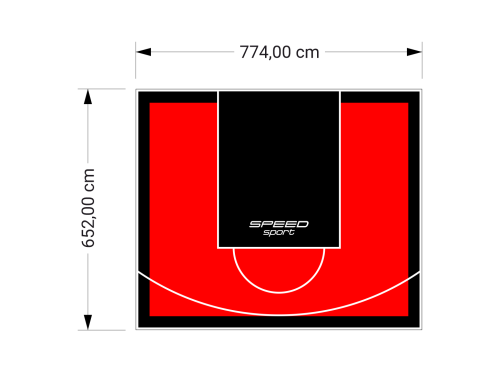 51M2/652X774CM CZERWONO-CZARNE BOISKO DO KOSZYKÓWKI SPEEDSPORT HEXA POWER PRO