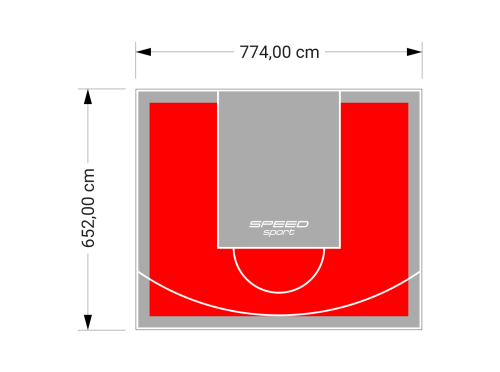 51M2/652X774CM CZERWONO-SZARE BOISKO DO KOSZYKÓWKI SPEEDSPORT HEXA POWER PRO