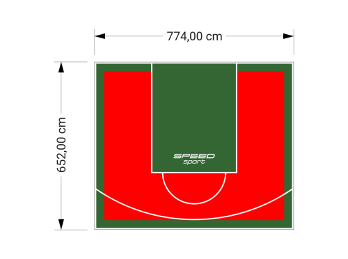 51M2/652X774CM CZERWONO-ZIELONE BOISKO DO KOSZYKÓWKI SPEEDSPORT HEXA POWER PRO