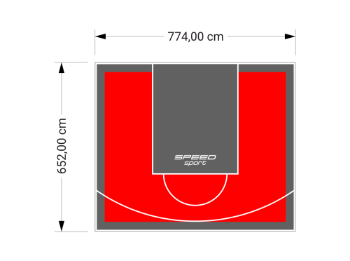 51M2/652X774CM CZERWONO-GRAFITOWE BOISKO DO KOSZYKÓWKI SPEEDSPORT HEXA POWER PRO