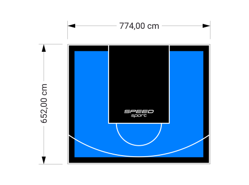 51M2/652X774CM BŁĘKITNO-CZARNE BOISKO DO KOSZYKÓWKI SPEEDSPORT HEXA POWER PRO