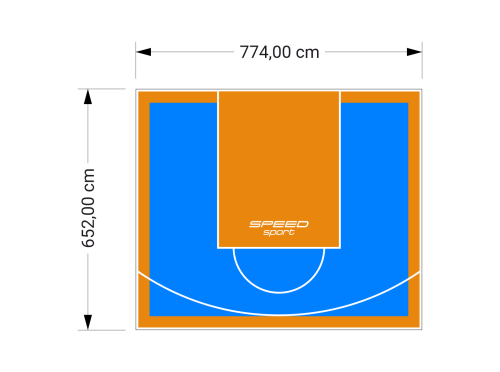 51M2/652X774CM BŁĘKITNO-POMARAŃCZOWE BOISKO DO KOSZYKÓWKI SPEEDSPORT HEXA POWER PRO