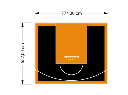 51M2/652X774CM CZARNO-POMARAŃCZOWE BOISKO DO KOSZYKÓWKI SPEEDSPORT HEXA POWER PRO
