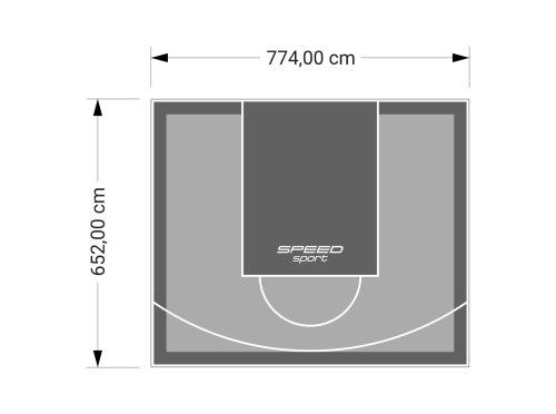 51M2/652X774CM SZARO-GRAFITOWE BOISKO DO KOSZYKÓWKI SPEEDSPORT HEXA POWER PRO