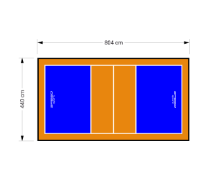 35M2/804X440CM NIEBIESKO-POMARAŃCZOWE BOISKO DO SIATKÓWKI SPEEDSPORT HEXA POWER PRO