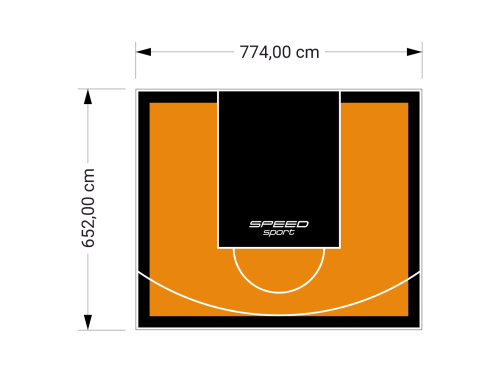 51M2/652X774CM POMARAŃCZOWO-CZARNE BOISKO DO KOSZYKÓWKI SPEEDSPORT HEXA POWER PRO