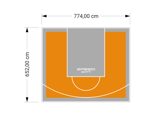 51M2/652X774CM POMARAŃCZOWO-SZARE BOISKO DO KOSZYKÓWKI SPEEDSPORT HEXA POWER PRO