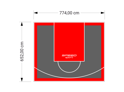 51M2/652X774CM GRAFITOWO-CZERWONE BOISKO DO KOSZYKÓWKI SPEEDSPORT HEXA POWER PRO