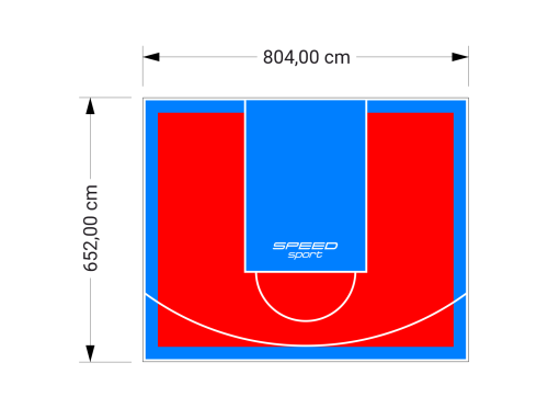 53M2/652X804CM CZERWONO-BŁĘKITNE BOISKO DO KOSZYKÓWKI SPEEDSPORT HEXA POWER PRO