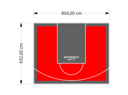 53M2/652X804CM CZERWONO-GRAFITOWE BOISKO DO KOSZYKÓWKI SPEEDSPORT HEXA POWER PRO