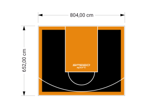 53M2/652X804CM CZARNO-POMARAŃCZOWE BOISKO DO KOSZYKÓWKI SPEEDSPORT HEXA POWER PRO