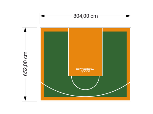 53M2/652X804CM ZIELONO-POMARAŃCZOWE BOISKO DO KOSZYKÓWKI SPEEDSPORT HEXA POWER PRO