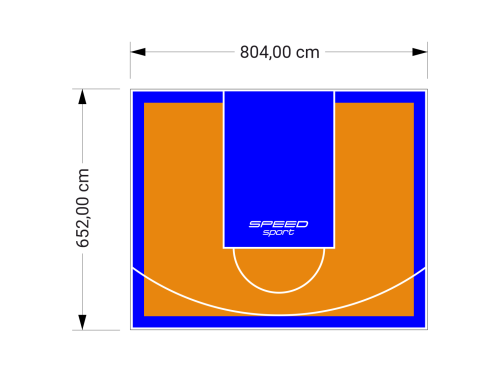 53M2/652X804CM POMARAŃCZOWO-NIEBIESKIE BOISKO DO KOSZYKÓWKI SPEEDSPORT HEXA POWER PRO