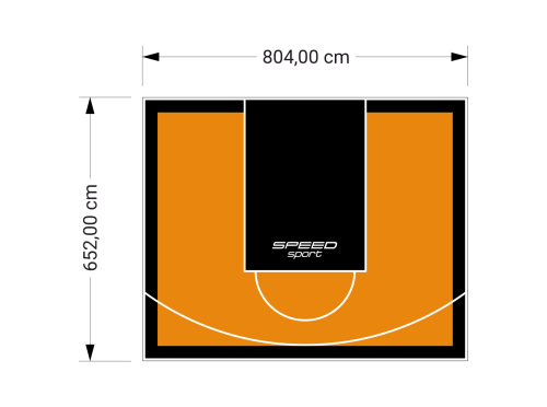 53M2/652X804CM POMARAŃCZOWO-CZARNE BOISKO DO KOSZYKÓWKI SPEEDSPORT HEXA POWER PRO