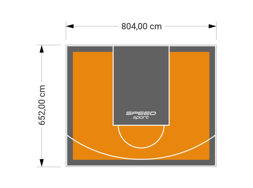 53M2/652X804CM POMARAŃCZOWO-GRAFITOWE BOISKO DO KOSZYKÓWKI SPEEDSPORT HEXA POWER PRO