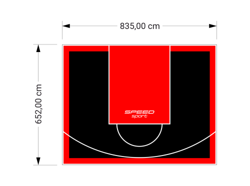 55M2/652X835CM CZARNO-CZERWONE BOISKO DO KOSZYKÓWKI SPEEDSPORT HEXA POWER PRO