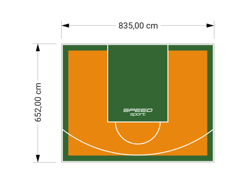 55M2/652X835CM POMARAŃCZOWO-ZIELONE BOISKO DO KOSZYKÓWKI SPEEDSPORT HEXA POWER PRO