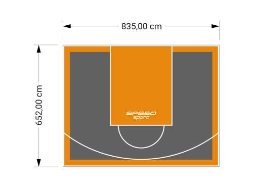 55M2/652X835CM GRAFITOWO-POMARAŃCZOWE BOISKO DO KOSZYKÓWKI SPEEDSPORT HEXA POWER PRO