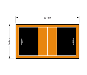35M2/804X440CM CZARNO-POMARAŃCZOWE BOISKO DO SIATKÓWKI SPEEDSPORT HEXA POWER PRO