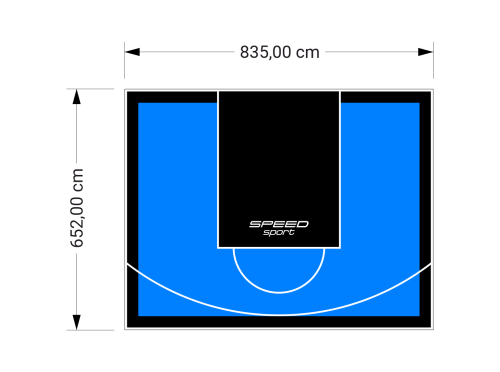 55M2/652X835CM BŁĘKITNO-CZARNE BOISKO DO KOSZYKÓWKI SPEEDSPORT HEXA POWER PRO