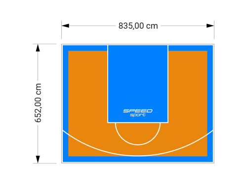 55M2/652X835CM POMARAŃCZOWO-BŁĘKITNE BOISKO DO KOSZYKÓWKI SPEEDSPORT HEXA POWER PRO