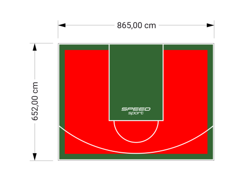 56M2/652X865CM CZERWONO-ZIELONE BOISKO DO KOSZYKÓWKI SPEEDSPORT HEXA POWER PRO