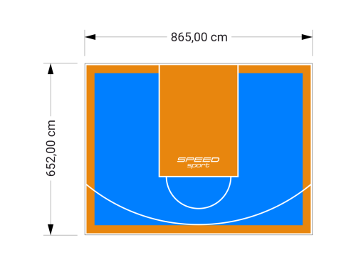 56M2/652X865CM BŁĘKITNO-POMARAŃCZOWE BOISKO DO KOSZYKÓWKI SPEEDSPORT HEXA POWER PRO