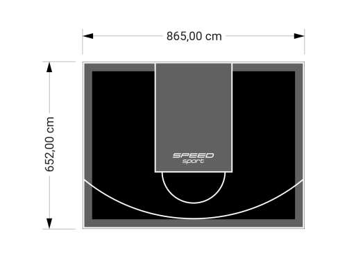 56M2/652X865CM CZARNO-GRAFITOWE BOISKO DO KOSZYKÓWKI SPEEDSPORT HEXA POWER PRO
