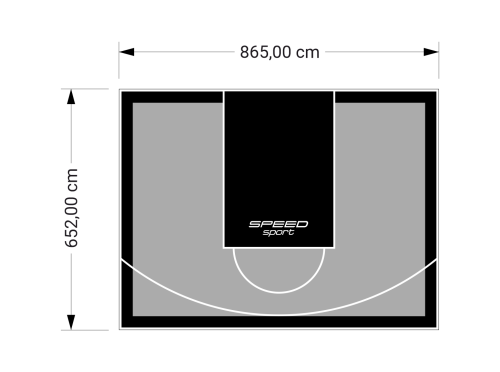 56M2/652X865CM SZARO-CZARNE BOISKO DO KOSZYKÓWKI SPEEDSPORT HEXA POWER PRO