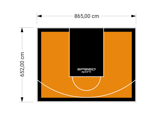 56M2/652X865CM POMARAŃCZOWO-CZARNE BOISKO DO KOSZYKÓWKI SPEEDSPORT HEXA POWER PRO
