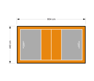 35M2/804X440CM SZARO-POMARAŃCZOWE BOISKO DO SIATKÓWKI SPEEDSPORT HEXA POWER PRO