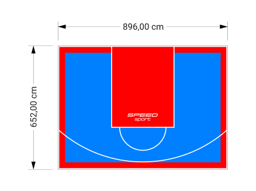 59M2/652X896CM BŁĘKITNO-CZERWONE BOISKO DO KOSZYKÓWKI SPEEDSPORT HEXA POWER PRO
