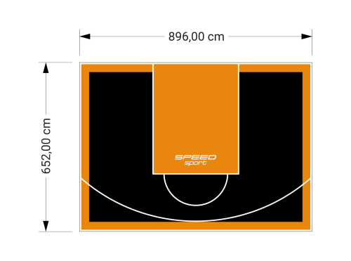 59M2/652X896CM CZARNO-POMARAŃCZOWE BOISKO DO KOSZYKÓWKI SPEEDSPORT HEXA POWER PRO