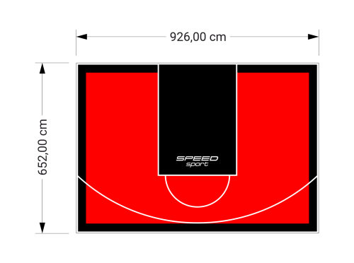 60M2/652X926CM CZERWONO-CZARNE BOISKO DO KOSZYKÓWKI SPEEDSPORT HEXA POWER PRO