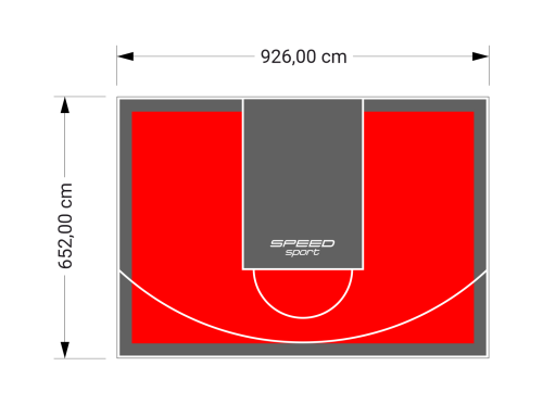60M2/652X926CM CZERWONO-GRAFITOWE BOISKO DO KOSZYKÓWKI SPEEDSPORT HEXA POWER PRO