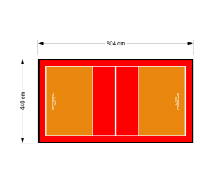 35M2/804X440CM POMARAŃCZOWO-CZERWONE BOISKO DO SIATKÓWKI SPEEDSPORT HEXA POWER PRO