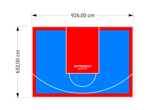 60M2/652X926CM BŁĘKITNO-CZERWONE BOISKO DO KOSZYKÓWKI SPEEDSPORT HEXA POWER PRO