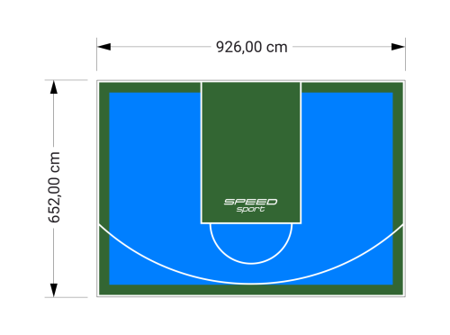 60M2/652X926CM BŁĘKITNO-ZIELONE BOISKO DO KOSZYKÓWKI SPEEDSPORT HEXA POWER PRO