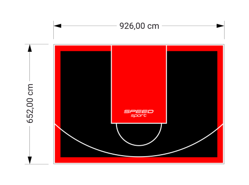 60M2/652X926CM CZARNO-CZERWONE BOISKO DO KOSZYKÓWKI SPEEDSPORT HEXA POWER PRO