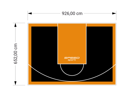 60M2/652X926CM CZARNO-POMARAŃCZOWE BOISKO DO KOSZYKÓWKI SPEEDSPORT HEXA POWER PRO