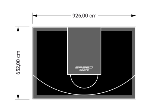 60M2/652X926CM CZARNO-GRAFITOWE BOISKO DO KOSZYKÓWKI SPEEDSPORT HEXA POWER PRO