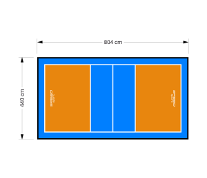 35M2/804X440CM POMARAŃCZOWO-BŁĘKITNE BOISKO DO SIATKÓWKI SPEEDSPORT HEXA POWER PRO