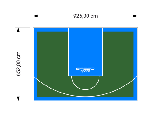 60M2/652X926CM ZIELONO-BŁĘKITNE BOISKO DO KOSZYKÓWKI SPEEDSPORT HEXA POWER PRO