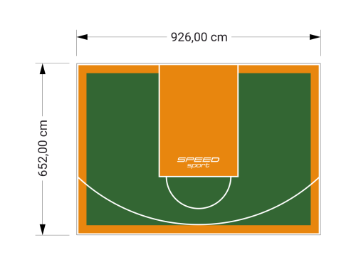60M2/652X926CM ZIELONO-POMARAŃCZOWE BOISKO DO KOSZYKÓWKI SPEEDSPORT HEXA POWER PRO