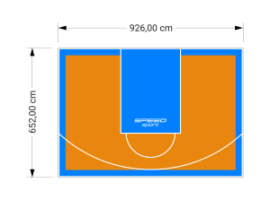 60M2/652X926CM POMARAŃCZOWO-BŁĘKITNE BOISKO DO KOSZYKÓWKI SPEEDSPORT HEXA POWER PRO